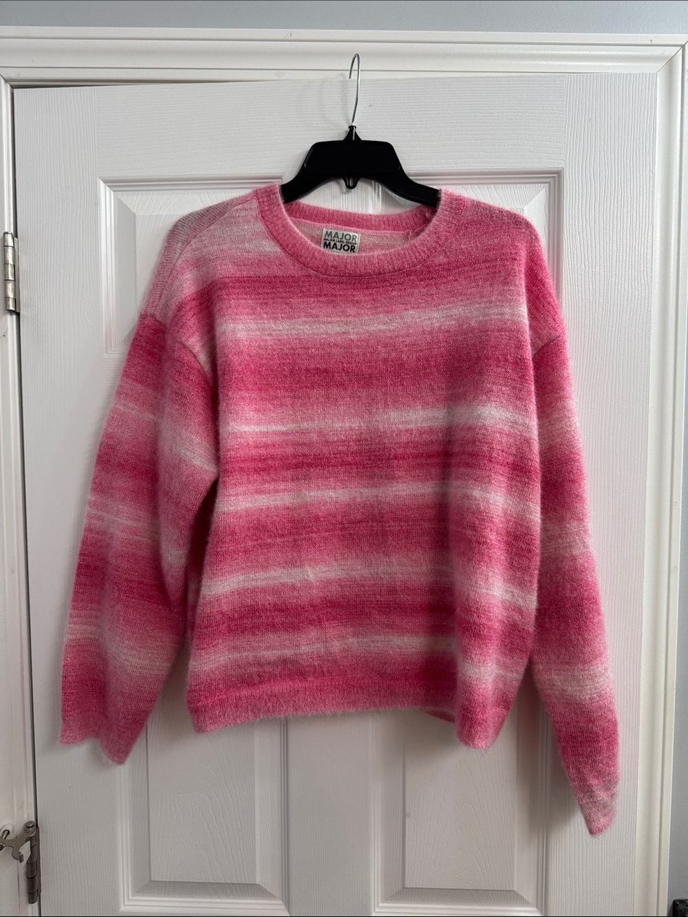 Pink Striped Crew Sweater